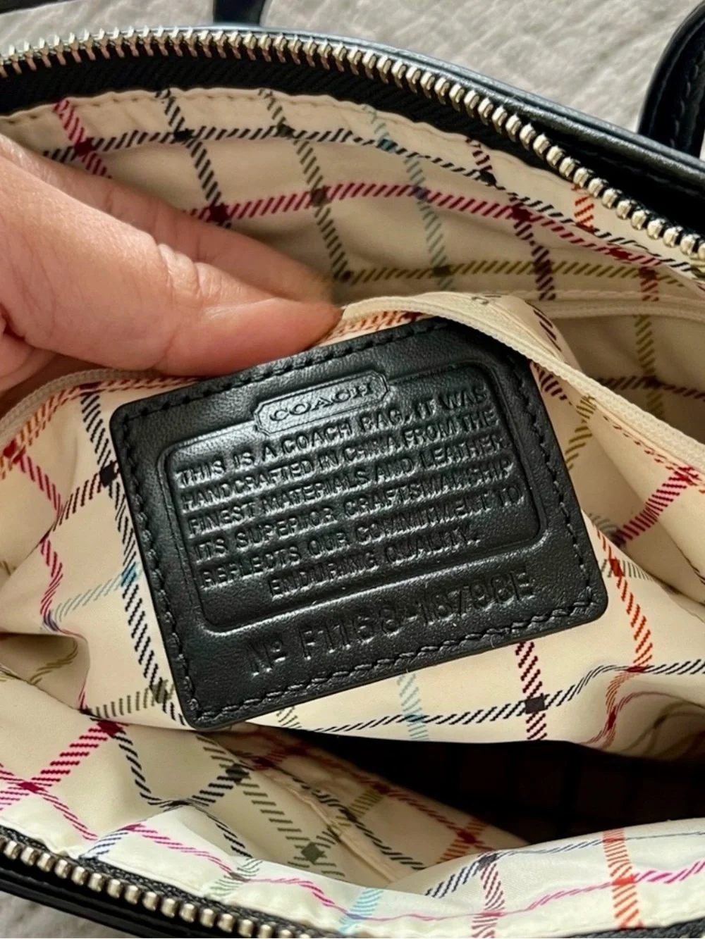 Coach Black Signature Tote with Metallic Band